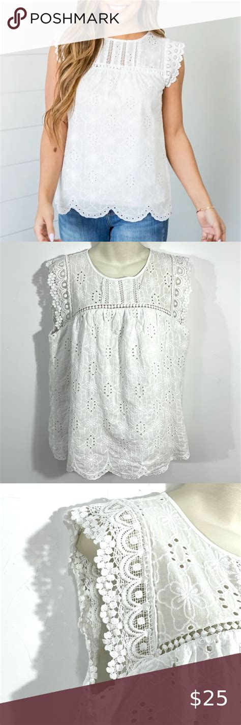 Knox Rose Eyelet Lace Peasant Sleeveless Top