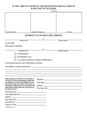 Fillable Online AFFIDAVIT AS TO MILITARY SERVICE Pages Home Fax