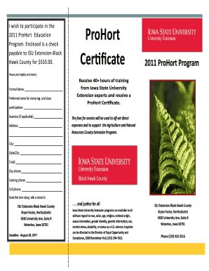 Fillable Online Extension Iastate ProHort Certificate Iowa State