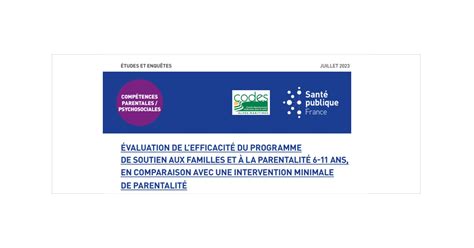 Valuation De Lefficacit Du Programme De Soutien Aux Familles Et La