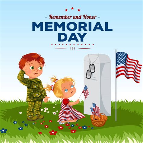 Memorial Day Kids Vector Illustrations, Royalty-Free Vector Graphics