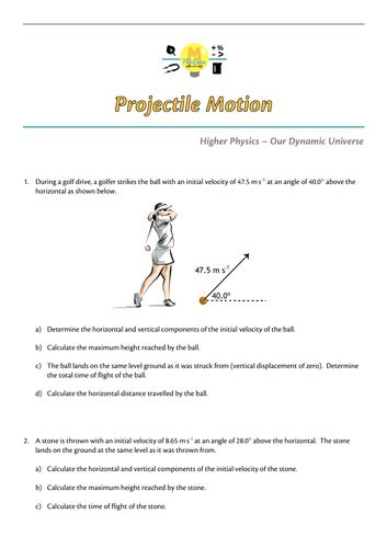 Projectile Motion Questions Teaching Resources