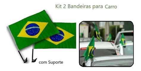 Kit 2 Bandeira Do Brasil Para Vidro Do Carro Em Poliéster Lojix Bandeiras Magazine Luiza