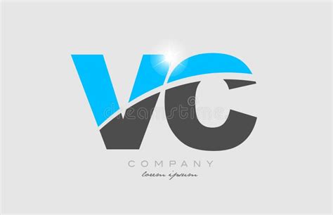 Combination Letter Vc V C In Grey Blue Color Alphabet For Logo Icon