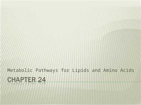 (PPT) Metabolic Pathways for Lipids and Amino Acids. Lipids fatty acids ...