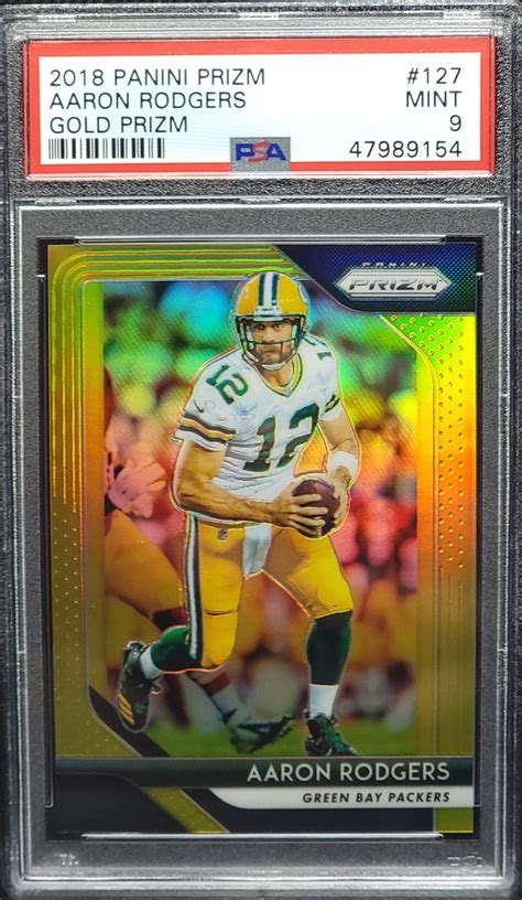 2018 Prizm Gold Prizm Aaron Rodgers PSA 9 06 10 Precious Metal