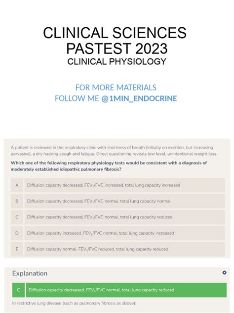 1clinical Sciences Clinical Physiology Pastest 2023 | PDF