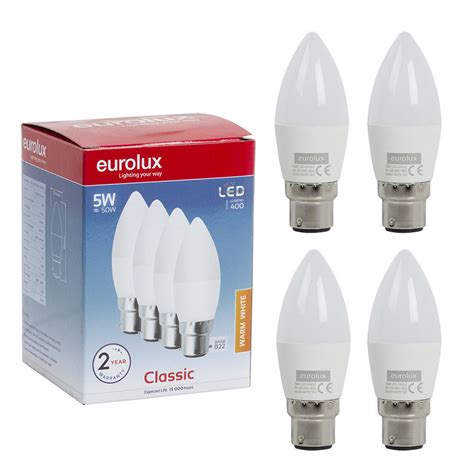 Eurolux Led Candle Opal B22 5w Warm White 4 Piece 6 Pack Leroy Merlin South Africa