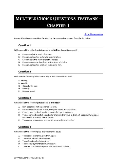 Economics Mcq C Multiple Choice Questions Testbank Chapter Go