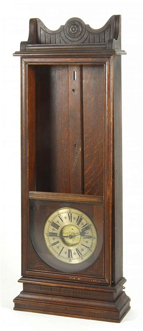 Lot Cased Wall Regulator Clock In Oak Probably American Inscribed On Upper Cornice Property