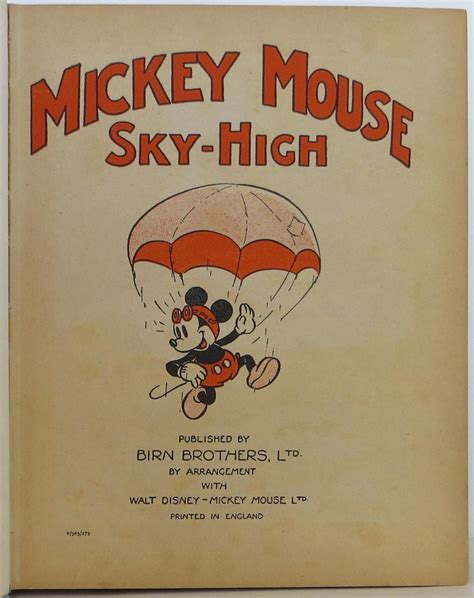 Walt Disney's Mickey Mouse Sky-High by Disney, Walt (staff): Very Good Hardcover (1937) 1st ...