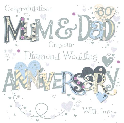 Mum And Dad Diamond 60th Wedding Anniversary Greeting Card Cards Love