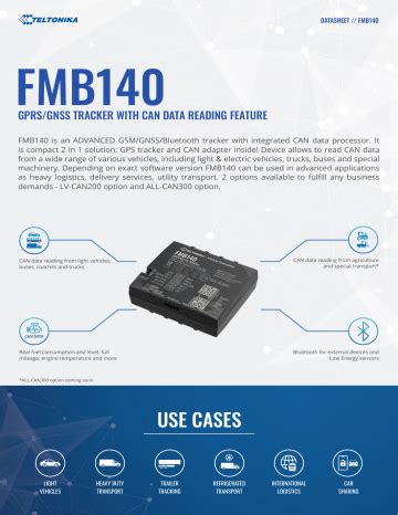 Teltonika Fmb Fmb Gprs Gnss Tracker Datasheet Manualzz