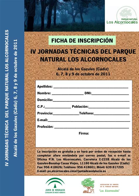 Ficha De Inscripci N Iv Jornadas T Cnicas P N Los Alcornocales Pdf