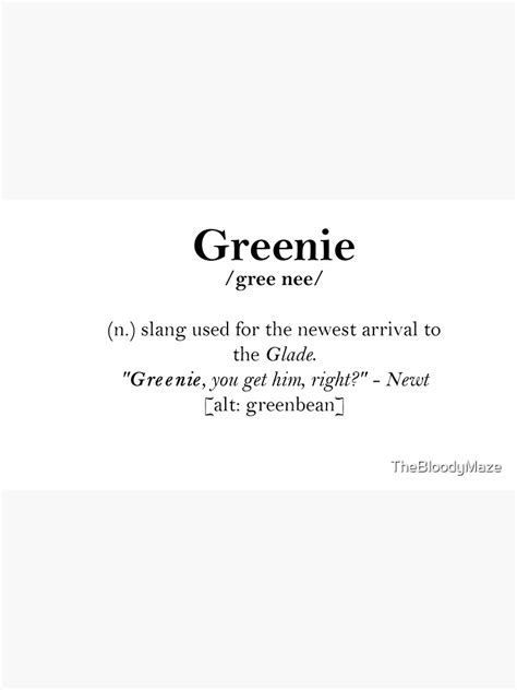 Glader Slang Dictionary Greenie Poster For Sale By Thebloodymaze