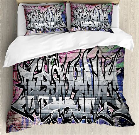 Rustic Home Decor Duvet Cover Set Graffiti Grunge Art Wall Several