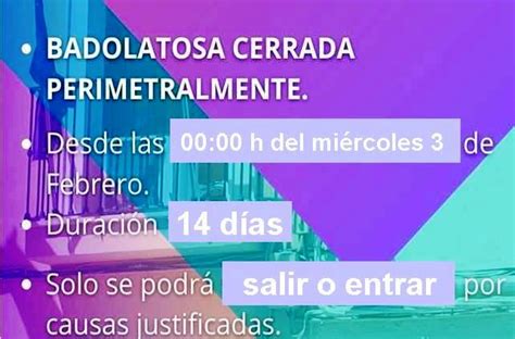 BADOLATOSA ENTRARÁ EN CIERRE PERIMETRAL A PARTIR DE LAS 00 00 HORAS DEL