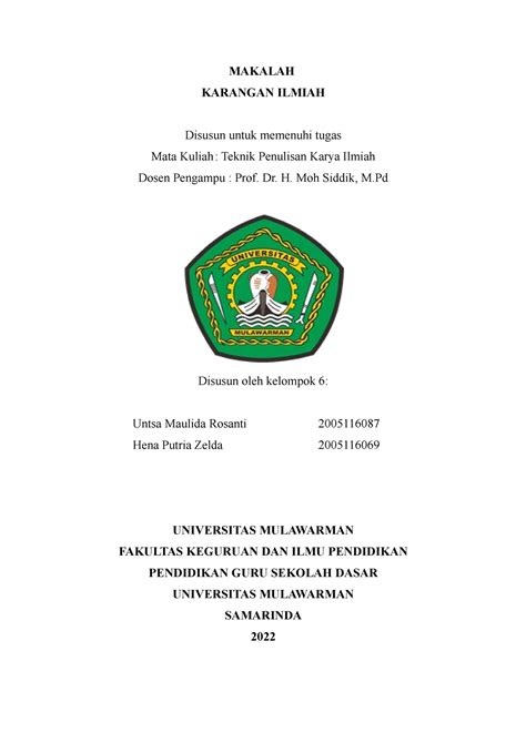 Makalah Kel 6 Karya Ilmiah Makalah Karangan Ilmiah Disusun Untuk