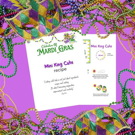 Picture Recipe, Mardi Gras Mini King Cake, Cinnamon Roll Cake - Etsy