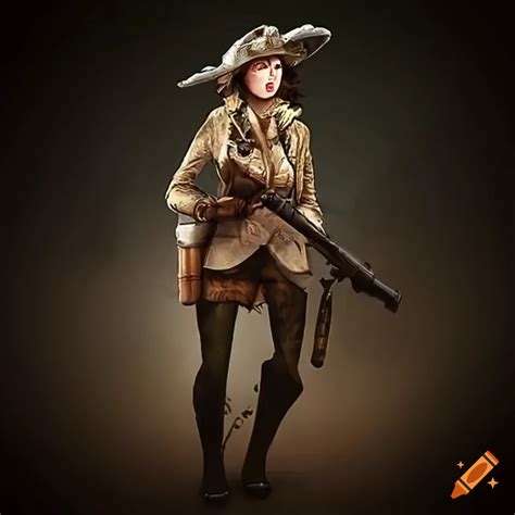 Steampunk Female Sniper In World War Ii