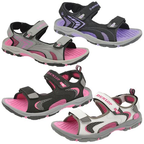 Womens Trekking Sandals Dunlop Ladies Hook And Loop Wide E Fit Walking