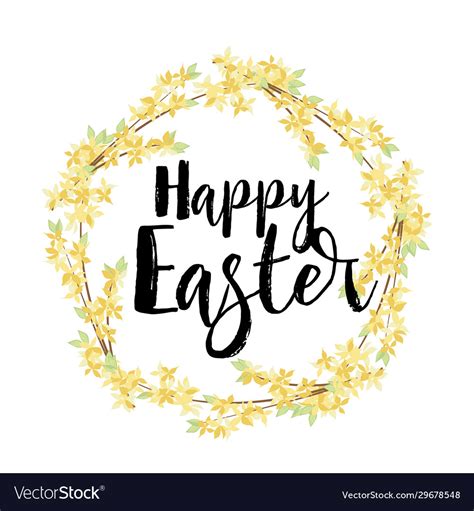 Yellow Flowers Card Happy Easter Royalty Free Vector Image