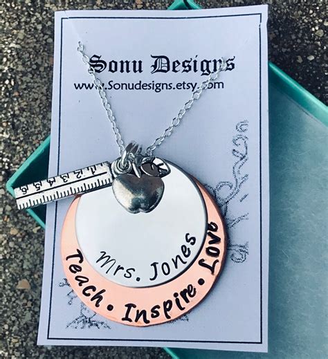 Personalized Teacher Necklace Teachers Jewelry Etsy