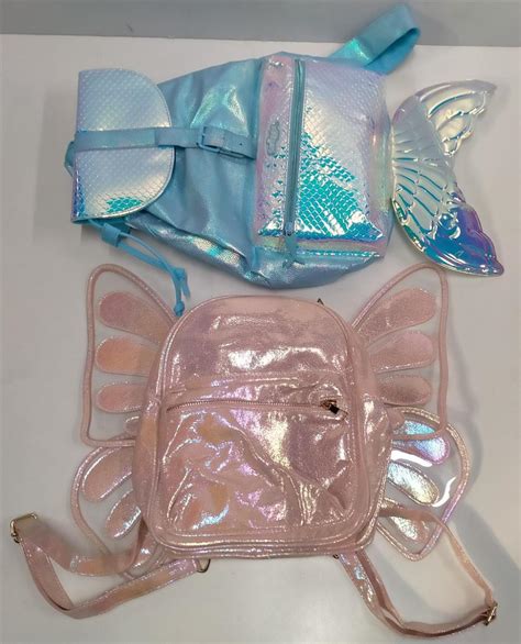 Lot A Mermaid Backpack Marked Smiggle [with Contents] Plus Butterfly Backpack