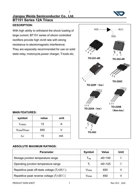 BT151_（WEIDA(韦达)）BT151中文资料_价格_PDF手册-立创电子商城