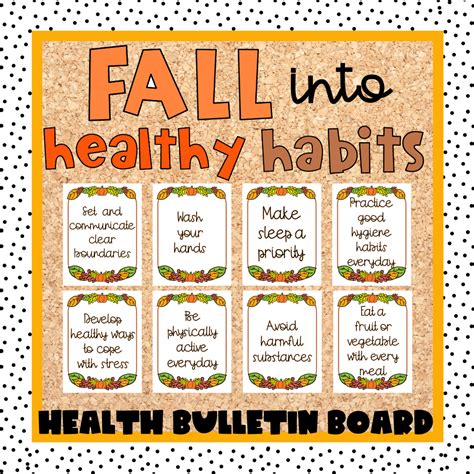 Autumn Health Theme Bulletin Board Fall Into Healthy Habits Classful