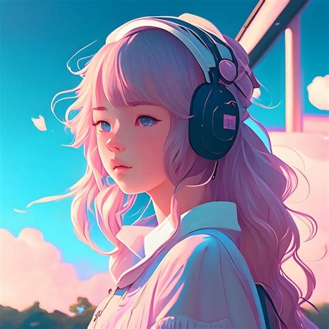 Premium AI Image | lofi girl with headphone aesthetic illustration