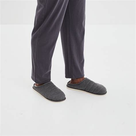 Chaussons Mules Matelass S Fourr S Gris Homme La Halle