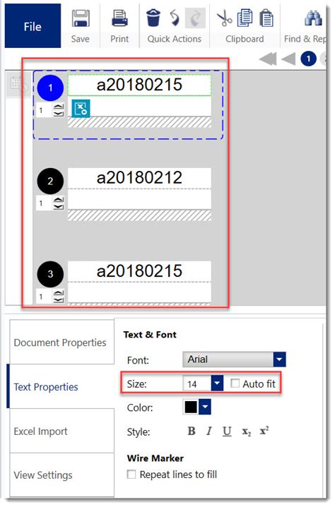 applying text properties  existing labels  text labels brady support