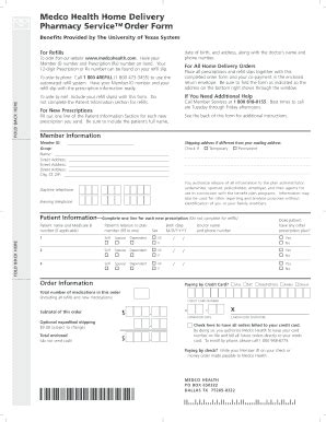 Fillable Online Utb Medco Health Home Delivery Pharmacy Service Order