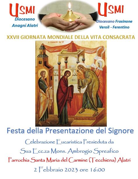 Alatri Giornata per la Vita Consacrata 2023 Il 2 febbraio è la festa