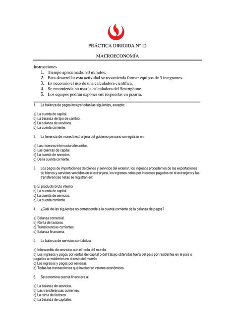 Practica De Macro Pr Ctica Dirigida N Macroeconom A