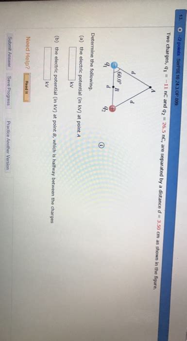 Solved Two Charges Q1 11 Nc And Q2 265 Nc Are Separated