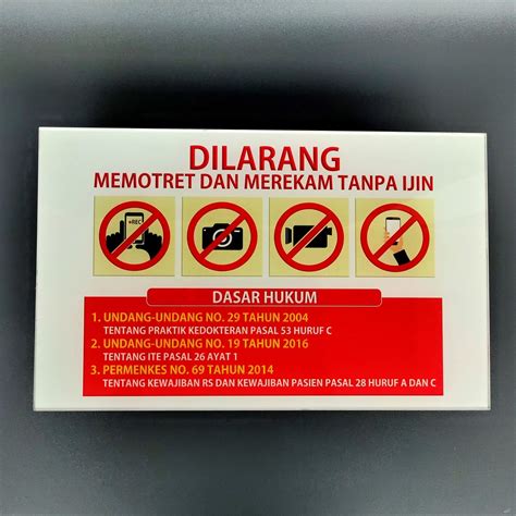 Jual Akrilik Dilarang Memotret Merekam Tanpa Ijin Stiker Larangan