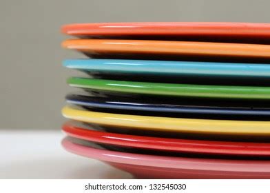 Colourful Plates Stacked Images Stock Photos D Objects