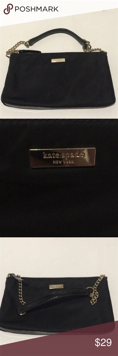 Kate spade black with gold chain evening bag purse | Kate spade black, Evening bags, Black ...