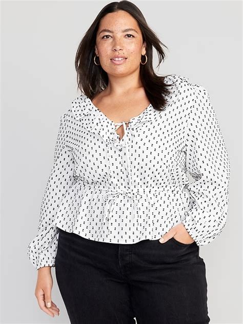 Waist Defined Ruffled Clip Dot Top Old Navy