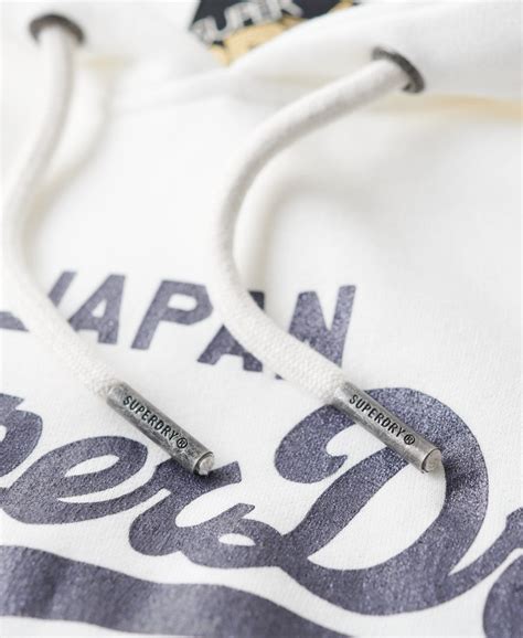 Womens - Metallic Vintage Logo Graphic Hoodie in Ecru | Superdry UK