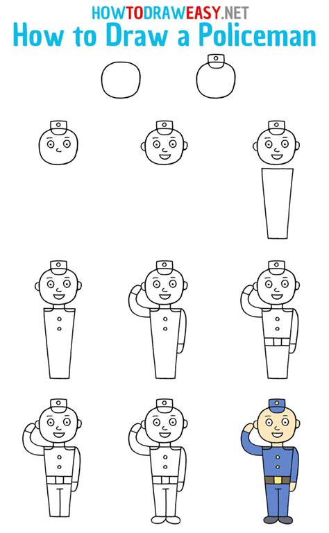 How to Draw a Policeman for Kids - How to Draw Easy