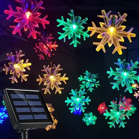 Solar Serie Navide A Led Multicolor Copos Nieve Decorar Mt Meses