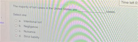 Solved Time Left 0The Majority Of Tort Cases In The United Chegg