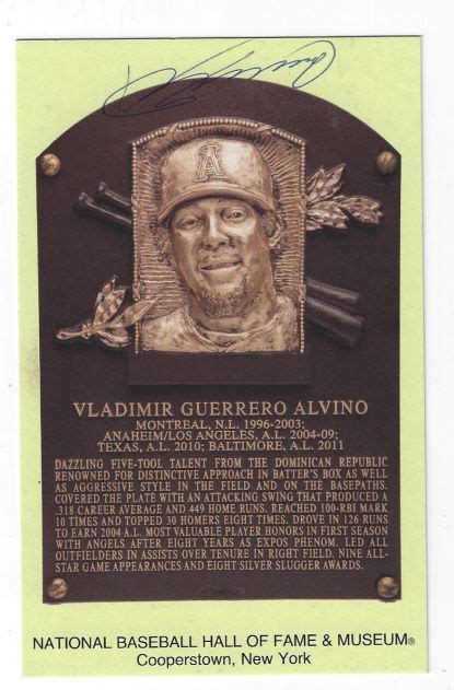 Autographed VLADIMIR GUERRERO Hall of Fame Gold Plaque Post card - Main ...