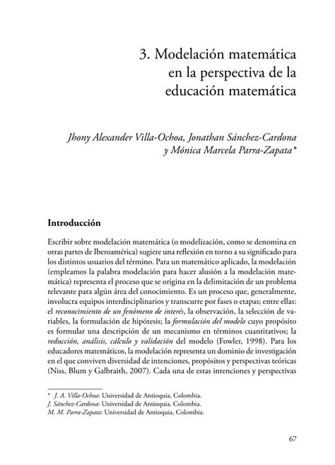 PDF Modelación matemática en la perspectiva de la educación matemática