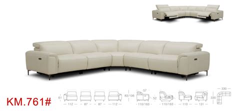 Modern Leather Power Sectional W Recliners With Adjustable Headrests