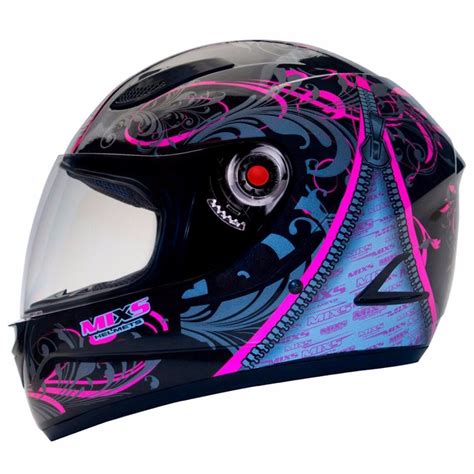 Capacete Feminino Mixs Fokker Racing Girls Preto E Rosa R 159 90