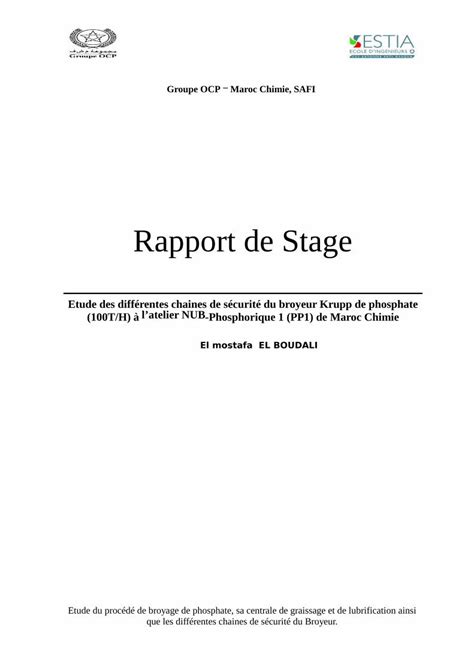 Pdf Rapport De Stage Pdf Filegroupe Ocp Maroc Chimie Rapport De